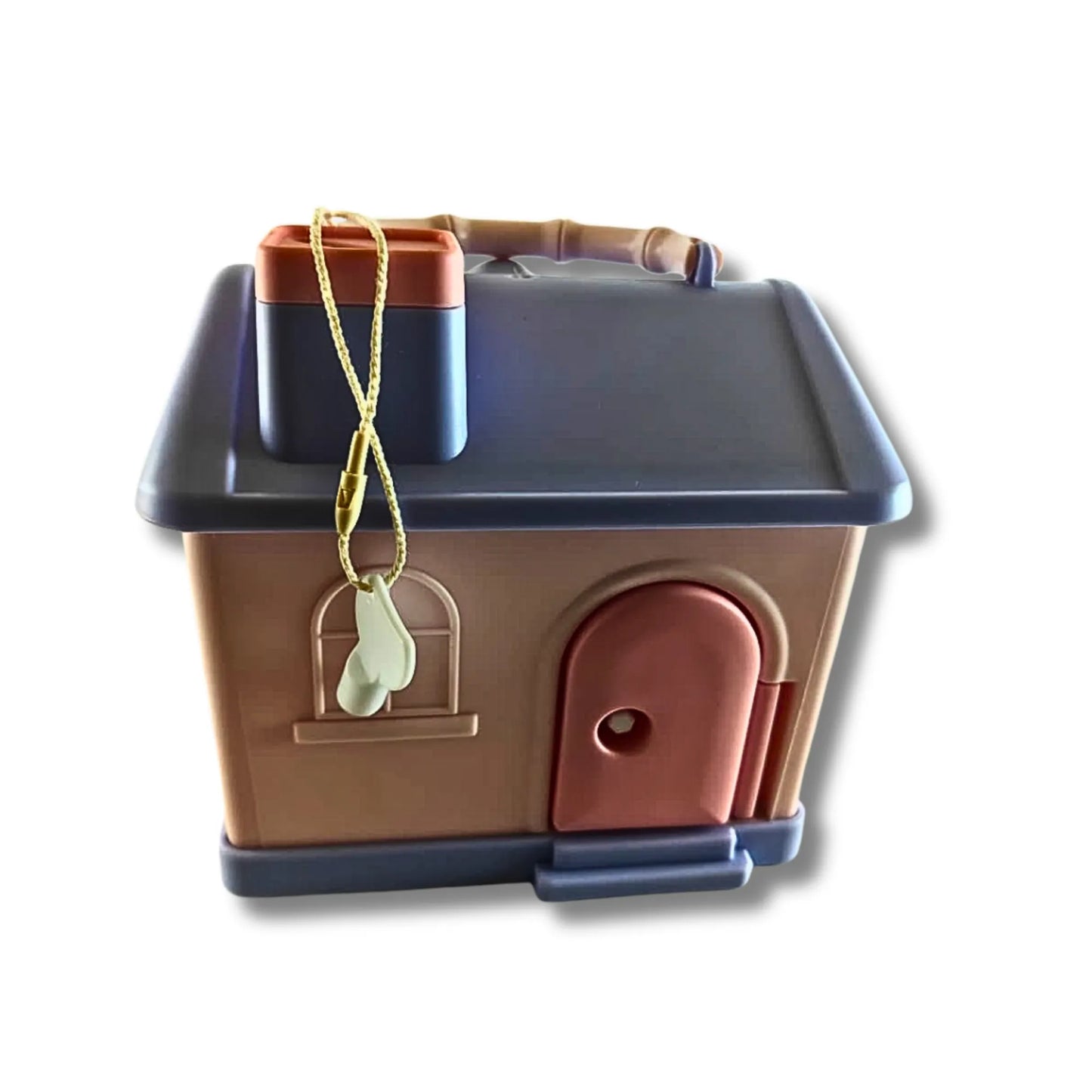 Kids House Shape Piggy Bank with Key Lock & Handle | Cartoon Money Saving Box for Boys & Girls