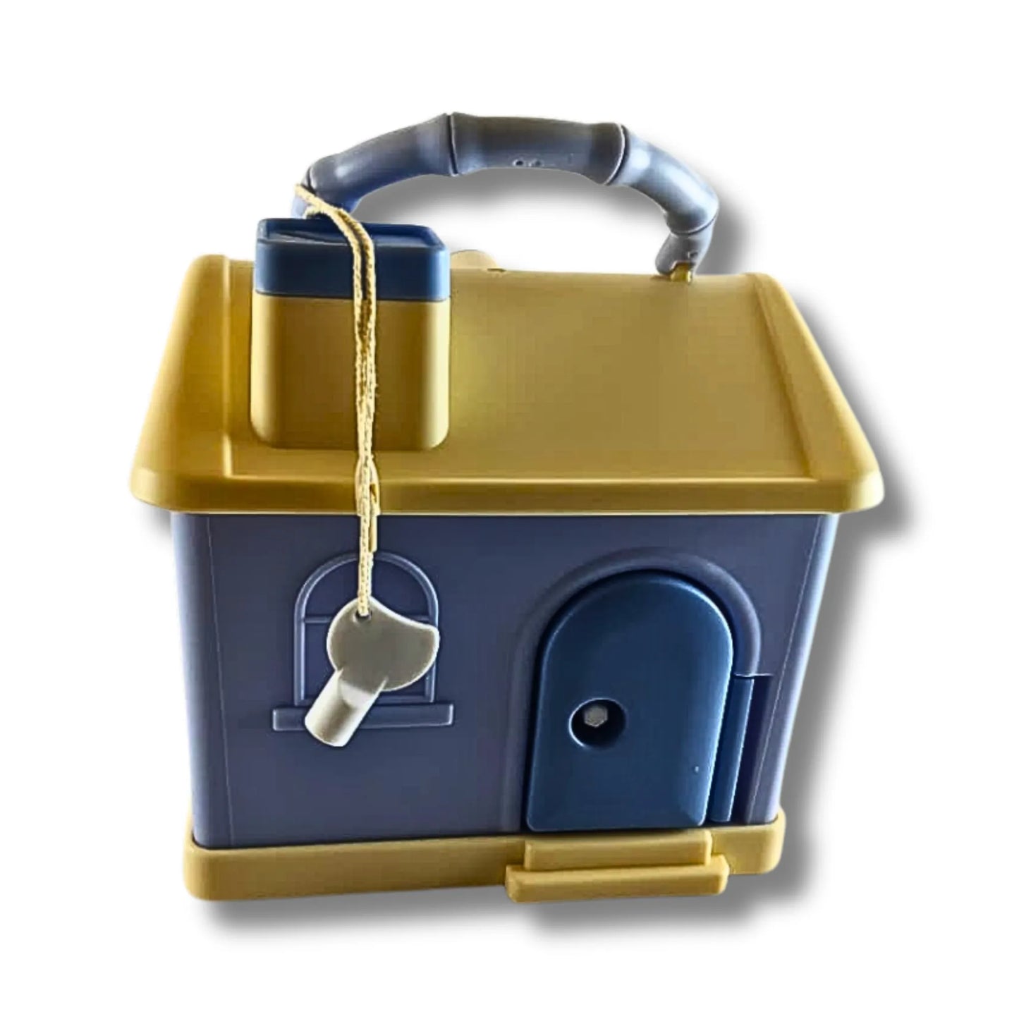 Kids House Shape Piggy Bank with Key Lock & Handle | Cartoon Money Saving Box for Boys & Girls