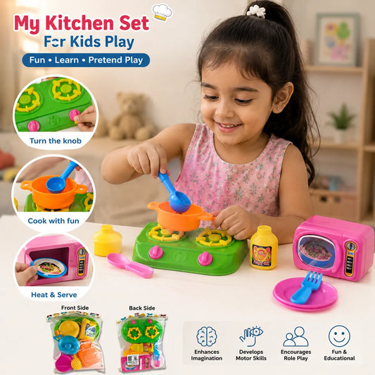 Kids Kitchen Play Set Toy with Cooking Accessories | Mini Stove, Utensils & Pretend Cooking Set for Boys & Girls