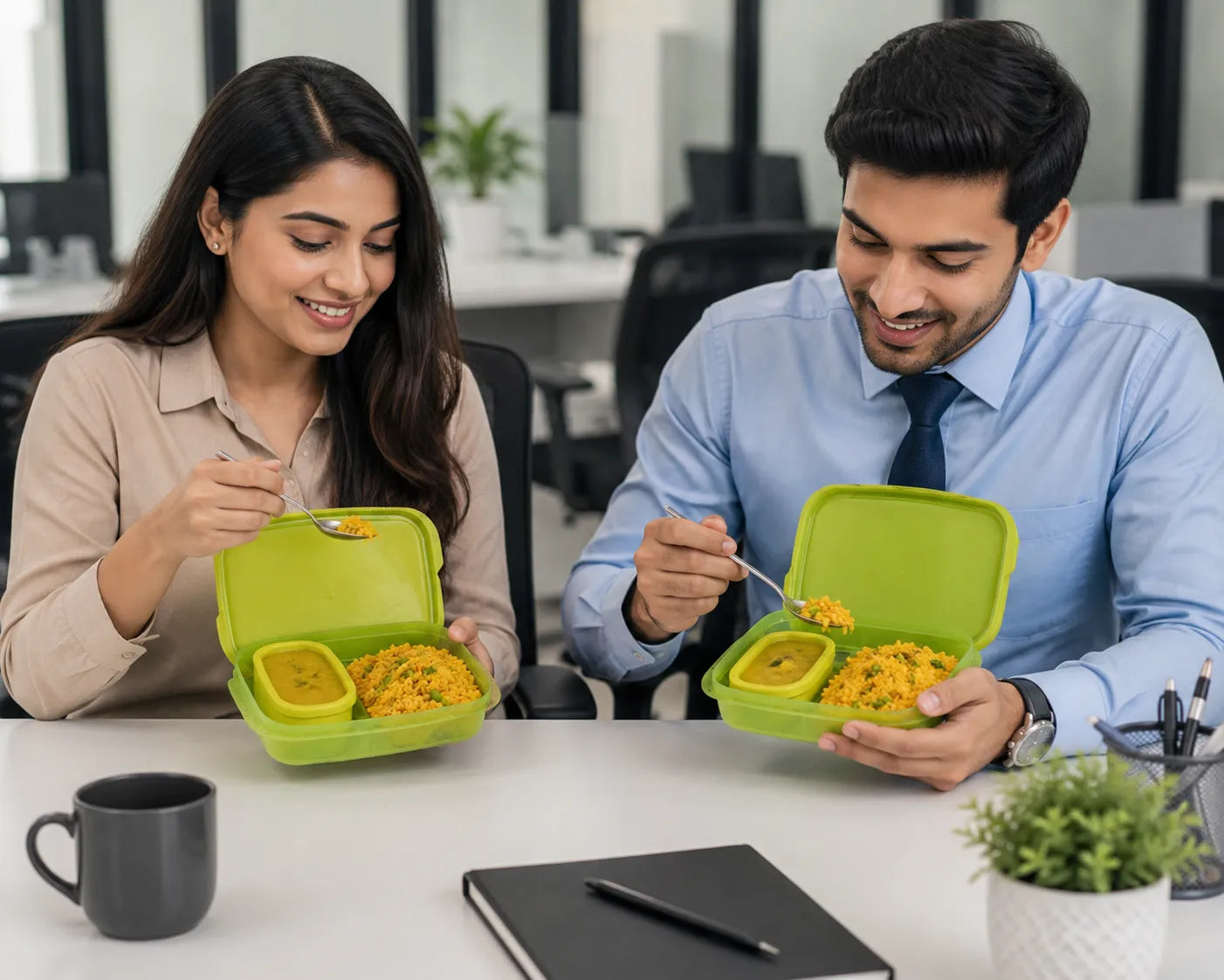 Kids Lunch Box with Mini Container & Spoon | BPA-Free Food Storage Box for School, Picnic & Travel | Green Color Lunch Box