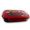 Kids Retro Car Lunch Box with Spoon & Fork | School Tiffin Box for Boys | Leak Resistant Lunch Box with Snack Container | Travel Theme Bento Box | Red & Black