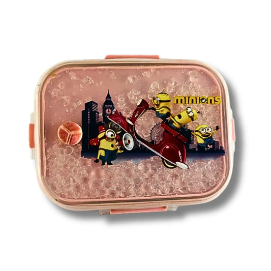 Kids Stainless Steel Lunch Box with Spoon | Cartoon Printed Leak Resistant Tiffin Box | 2 Compartment Bento Lunch Box for School Boys & Girls