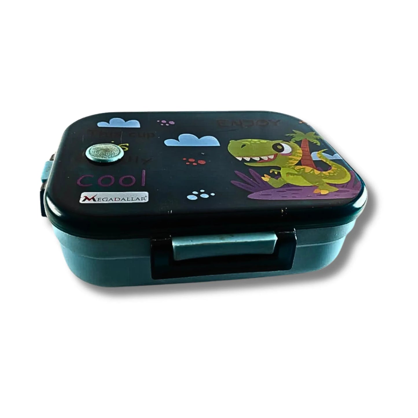 Kids Stainless Steel Lunch Box with Spoon | Cartoon Printed Leak Resistant Tiffin Box | 2 Compartment Bento Lunch Box for School Boys & Girls