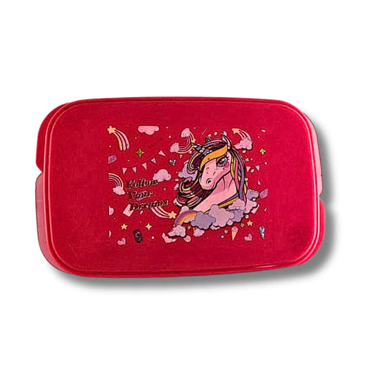 Kids Unicorn Lunch Box with Inner Container | Cute Cartoon Tiffin Box for Girls | Plastic Lunch Box with Separate Snack Container