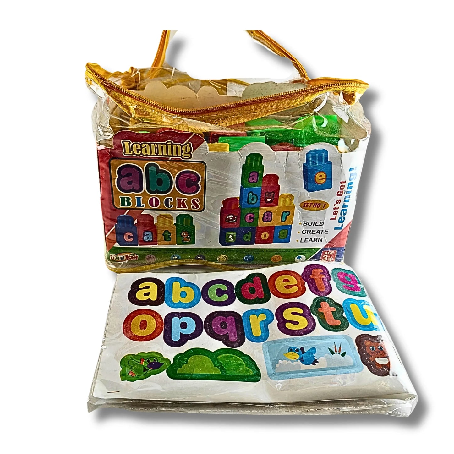 Learning ABC Blocks Educational Toy Set for Kids with Alphabet Board & Carry Bag | Creative Building and Early Learning Toy for Boys & Girls