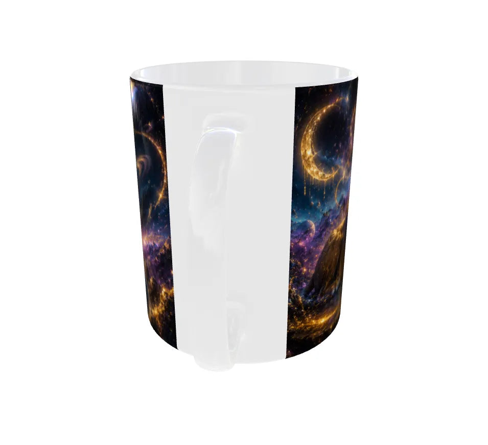 Mug with galaxy design on a white background