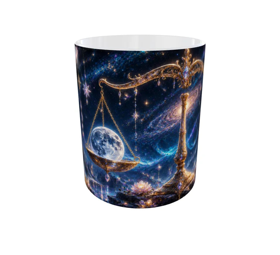 Libra Zodiac Ceramic Mug – Celestial Balance Design | 325ml Premium Astrology Coffee Mug