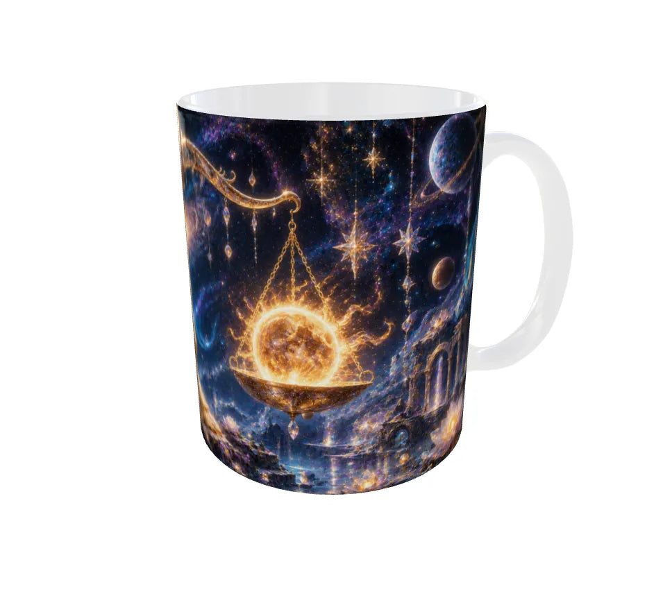 Libra Zodiac Ceramic Mug – Celestial Balance Design | 325ml Premium Astrology Coffee Mug