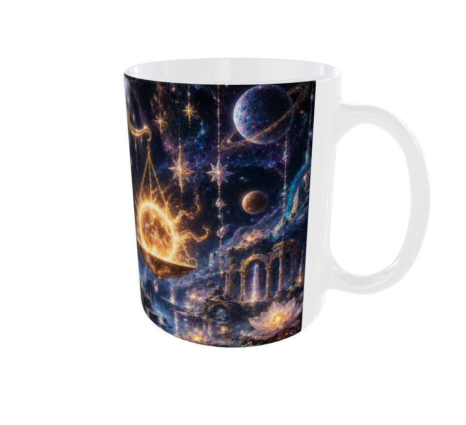 Libra Zodiac Ceramic Mug – Celestial Balance Design | 325ml Premium Astrology Coffee Mug