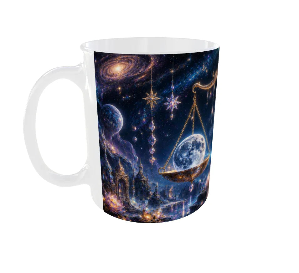Libra Zodiac Ceramic Mug – Celestial Balance Design | 325ml Premium Astrology Coffee Mug