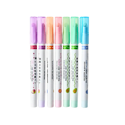 Set of six colorful markers on a white background