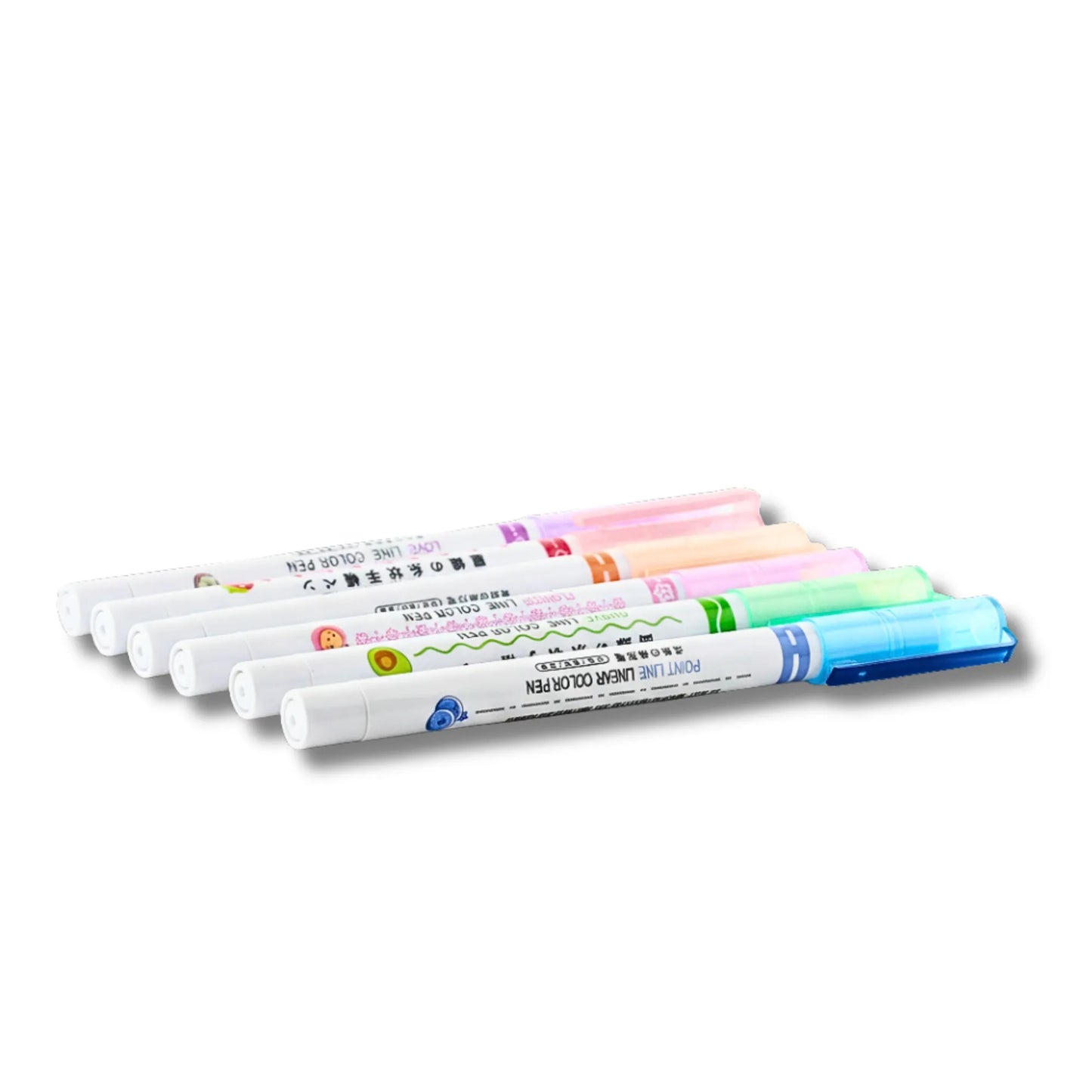 Set of colorful markers on a white background