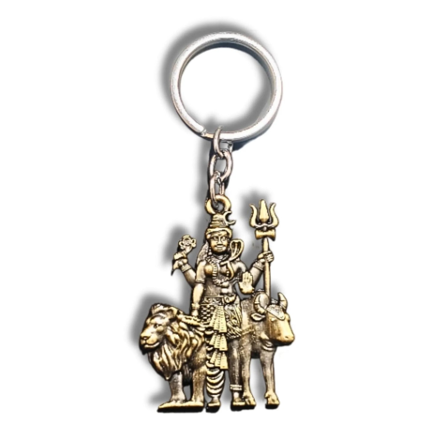 Lord Shiva Mahadev Keychain| Antique Gold Trishul Shiva Key Ring