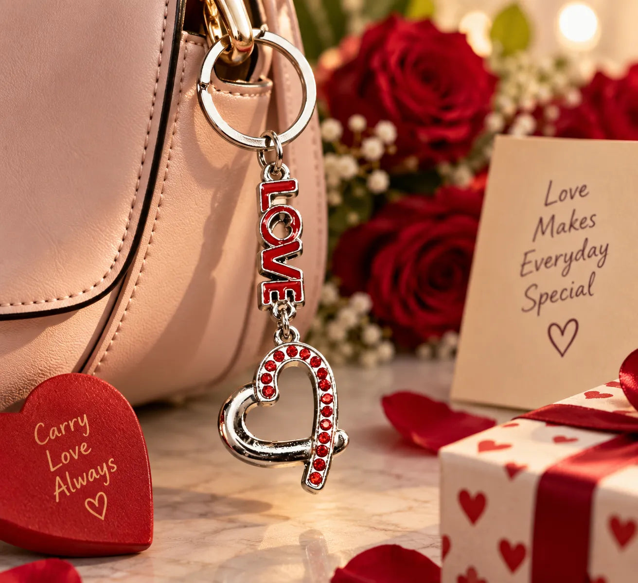 Love Heart Keychain | Silver Metal Heart Key Ring