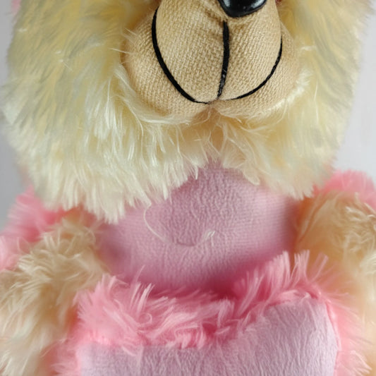 32cm Love You Teddy Bear with Heart Cushion | Soft Pink & Cream Plush Teddy Bear for Gifts, Valentine's Day, Birthday & Anniversary
