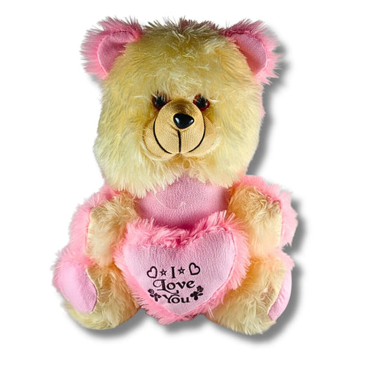32cm Love You Teddy Bear with Heart Cushion | Soft Pink & Cream Plush Teddy Bear for Gifts, Valentine's Day, Birthday & Anniversary