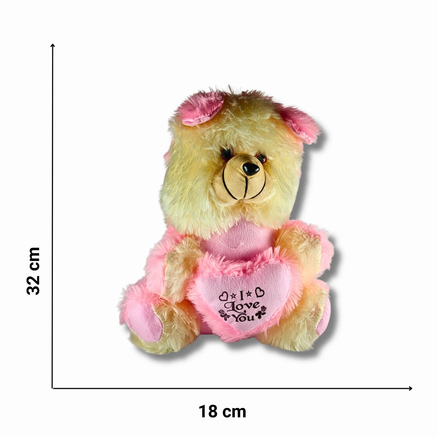 32cm Love You Teddy Bear with Heart Cushion | Soft Pink & Cream Plush Teddy Bear for Gifts, Valentine's Day, Birthday & Anniversary