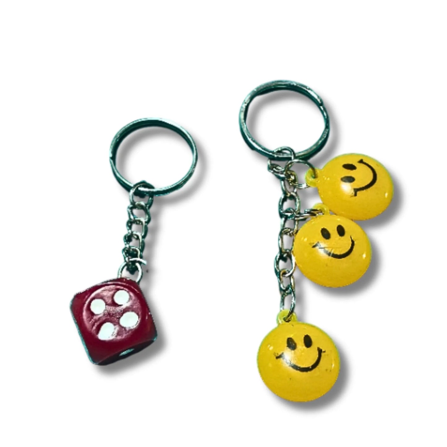 LuckyRoll Dice & Smiley Keychain Set – 2 Color Variants