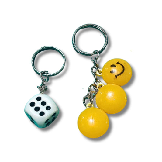 LuckyRoll Dice & Smiley Keychain Set – 2 Color Variants