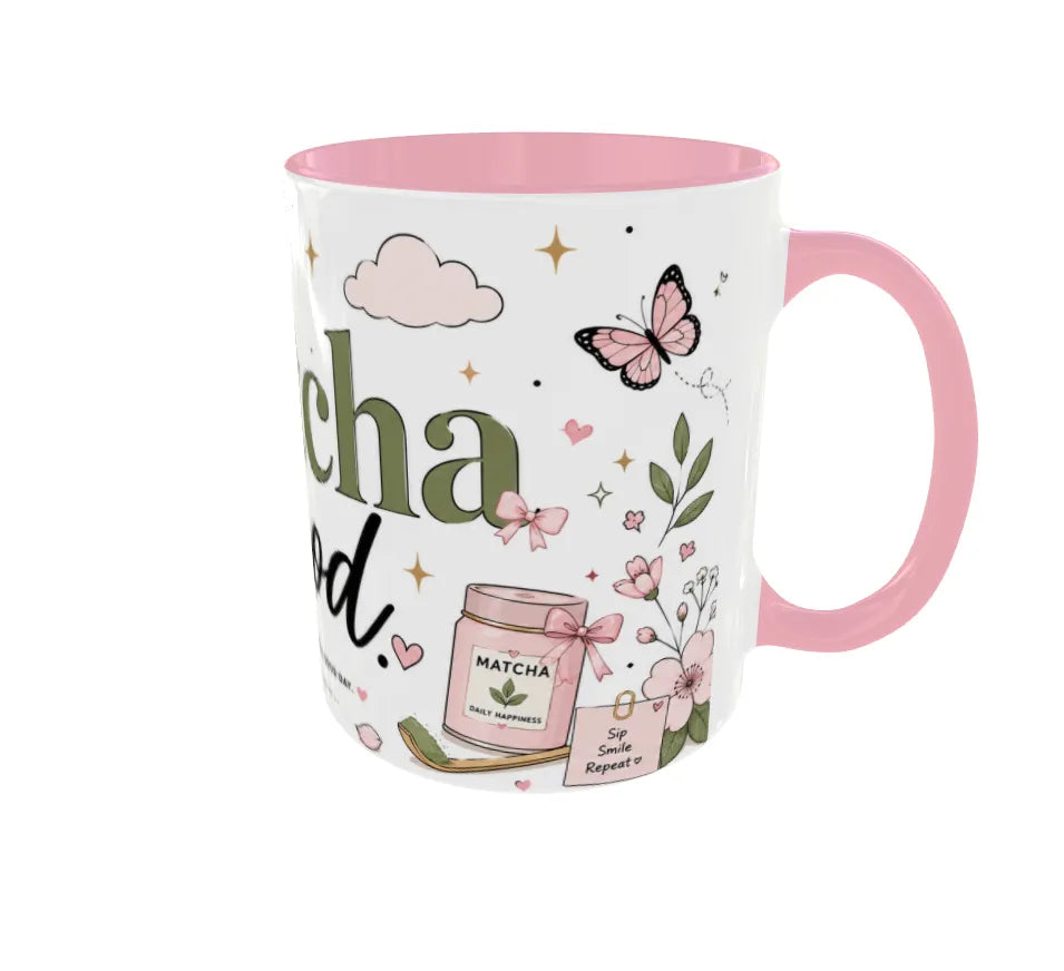 Matcha Mood Pink Ceramic Mug