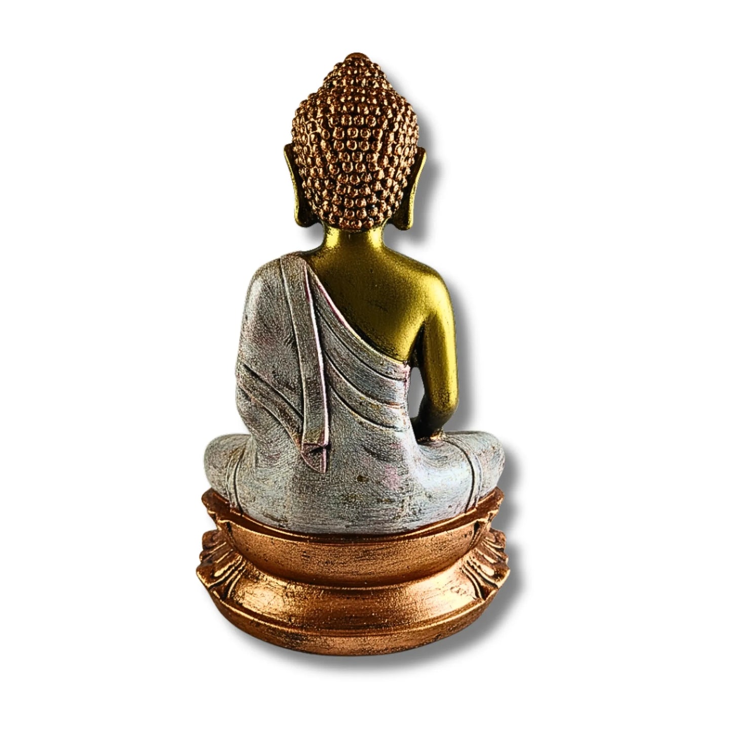Elegant Golden & Silver Buddha Figurine for Home Decor (17cm)