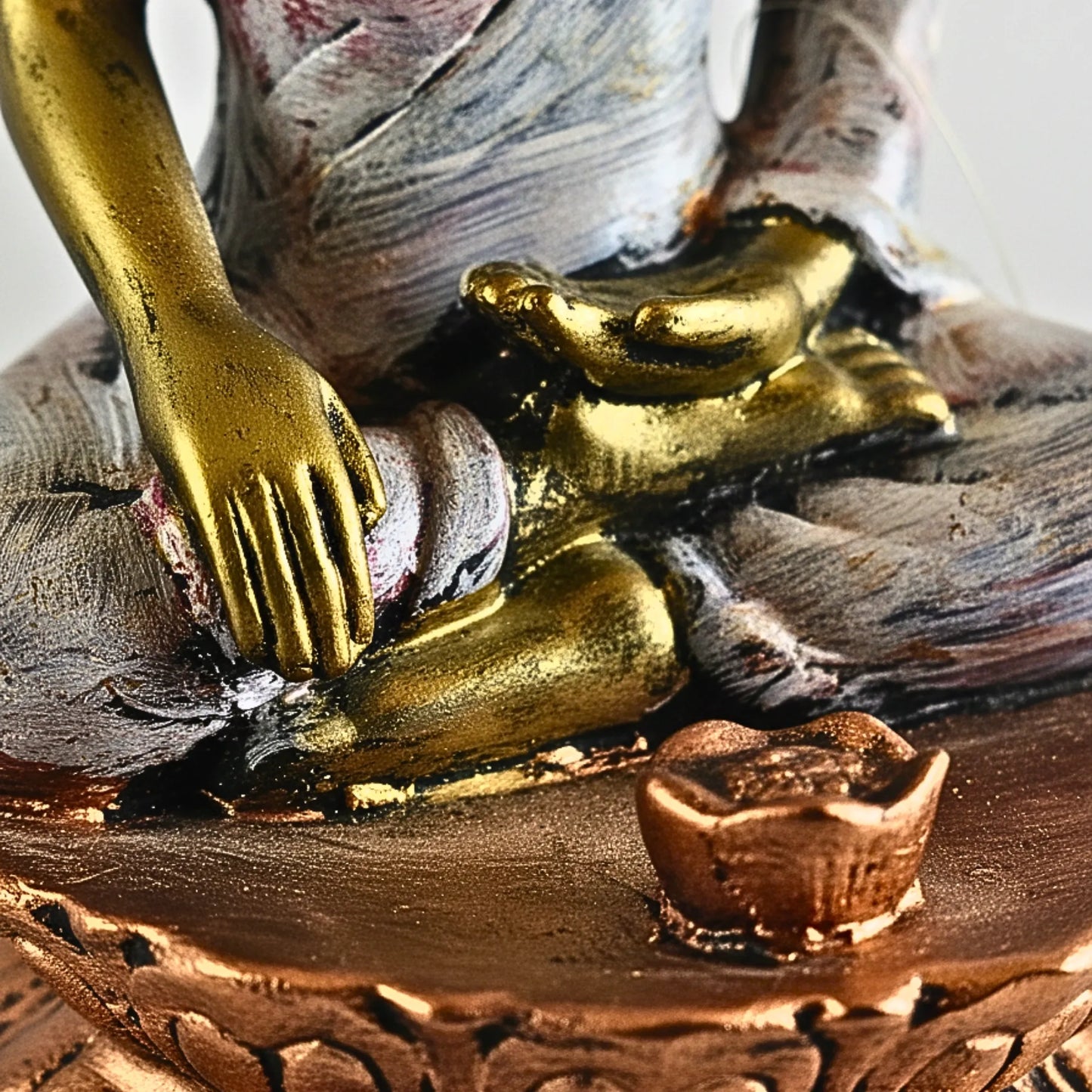 Elegant Golden & Silver Buddha Figurine for Home Decor (17cm)