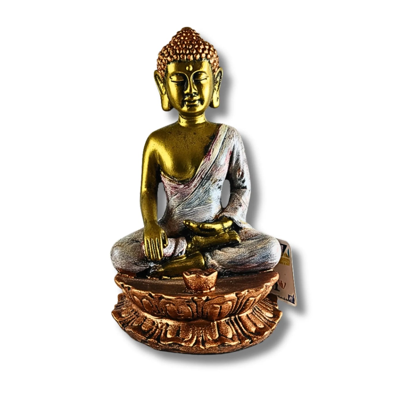 Elegant Golden & Silver Buddha Figurine for Home Decor (17cm)