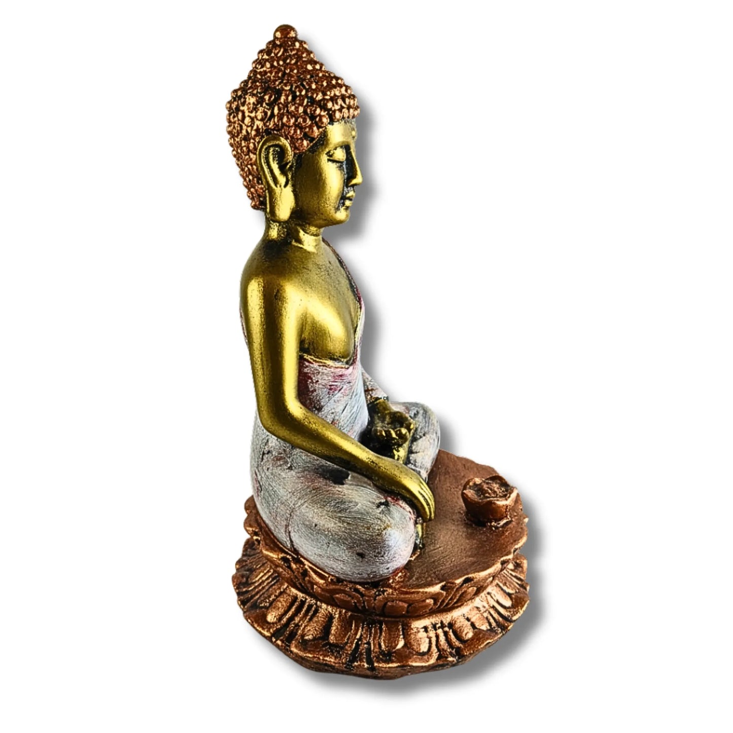 Elegant Golden & Silver Buddha Figurine for Home Decor (17cm)