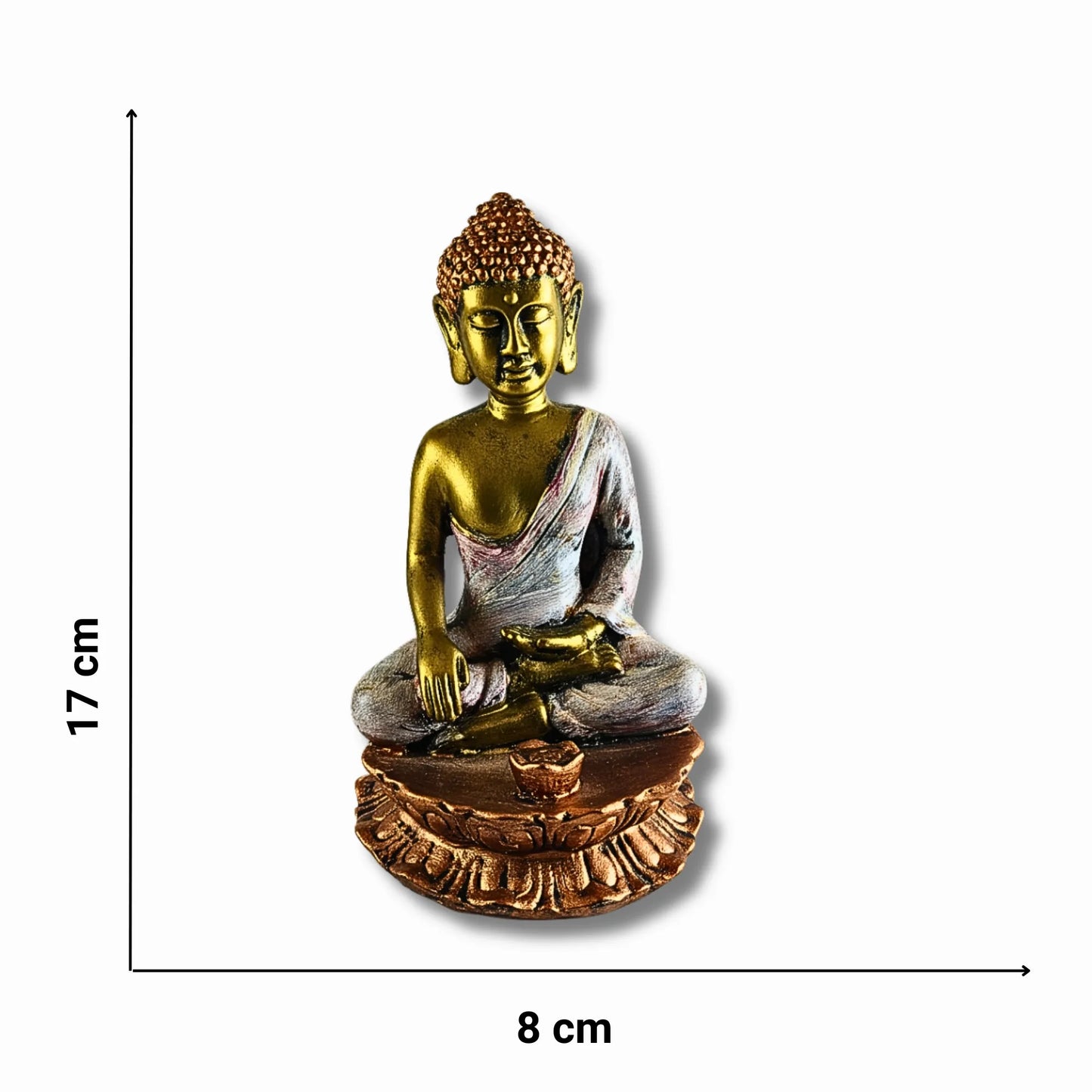 Elegant Golden & Silver Buddha Figurine for Home Decor (17cm)