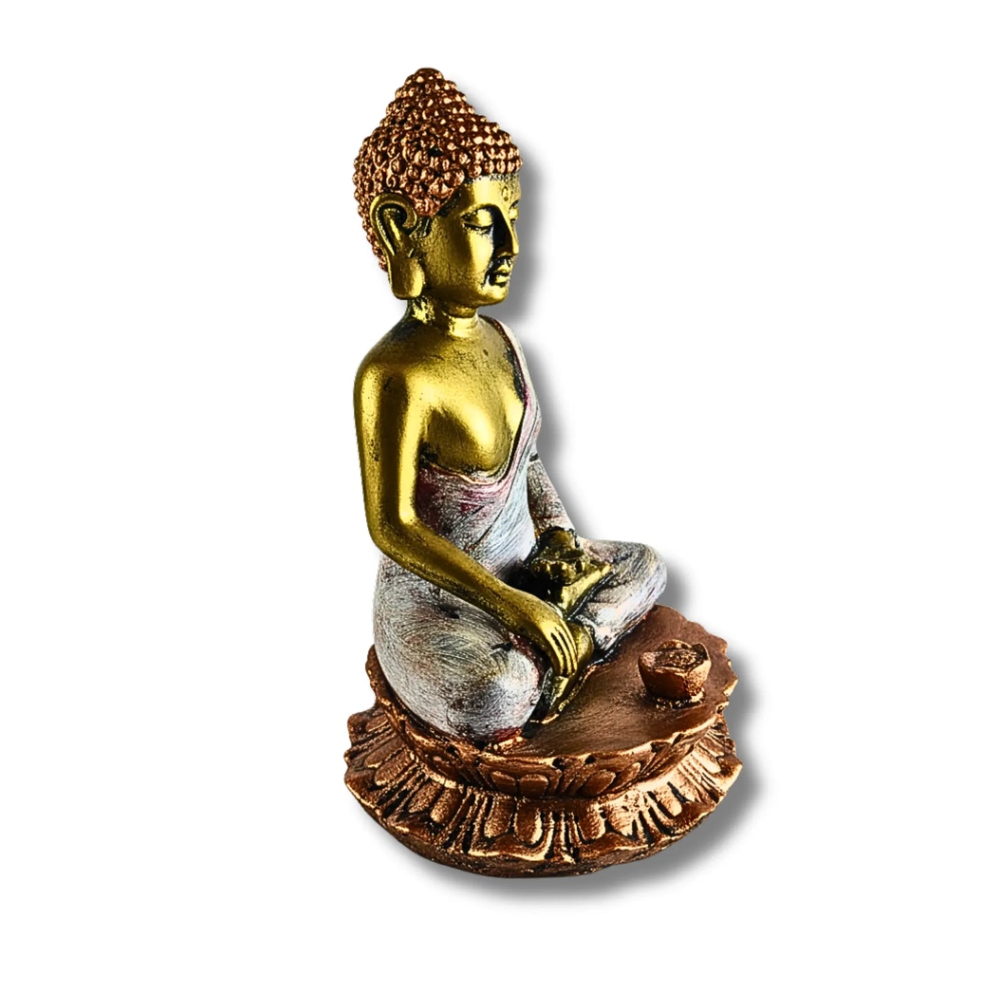 Elegant Golden & Silver Buddha Figurine for Home Decor (17cm)