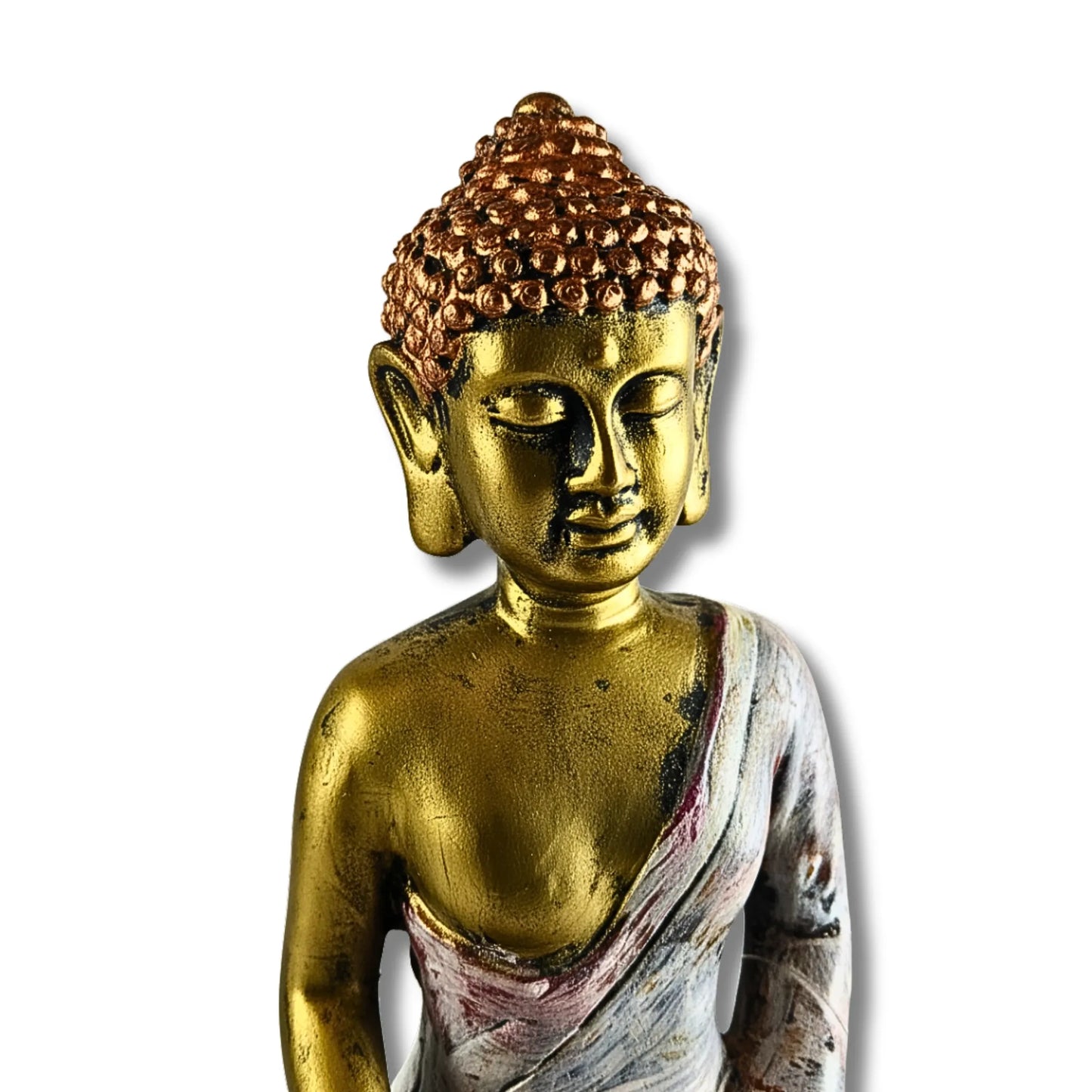 Elegant Golden & Silver Buddha Figurine for Home Decor (17cm)
