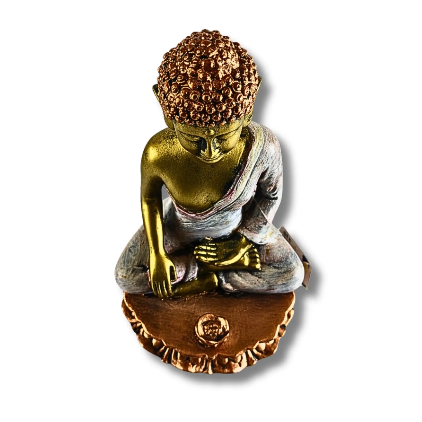 Elegant Golden & Silver Buddha Figurine for Home Decor (17cm)