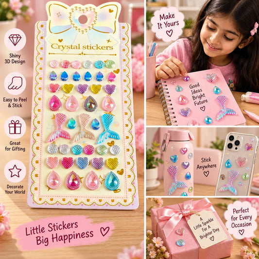 Crystal Mermaid Tail Stickers | Sparkling Mermaid Stickers for Crafts