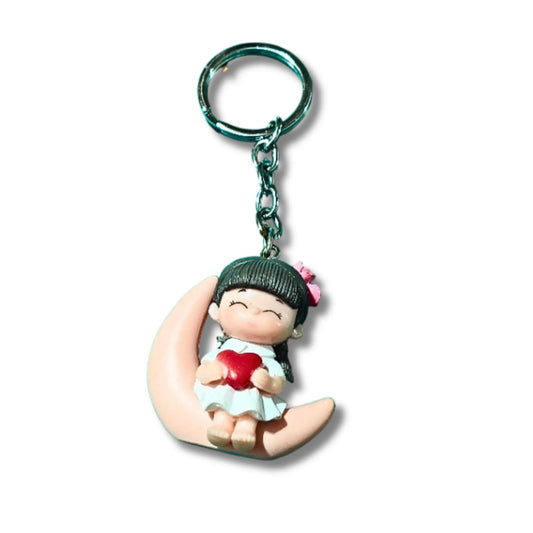 Moonlit Heart Girl Keychain