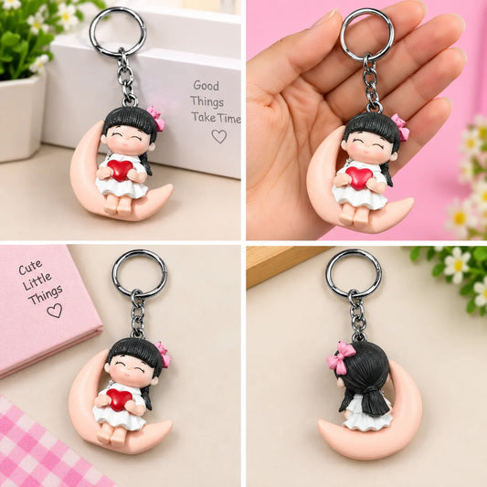 Moonlit Heart Girl Keychain