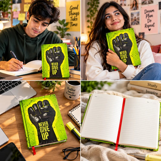 Never Give Up Motivational Ruled Notebook –14.8 x 10.5 cm, 192 Pages