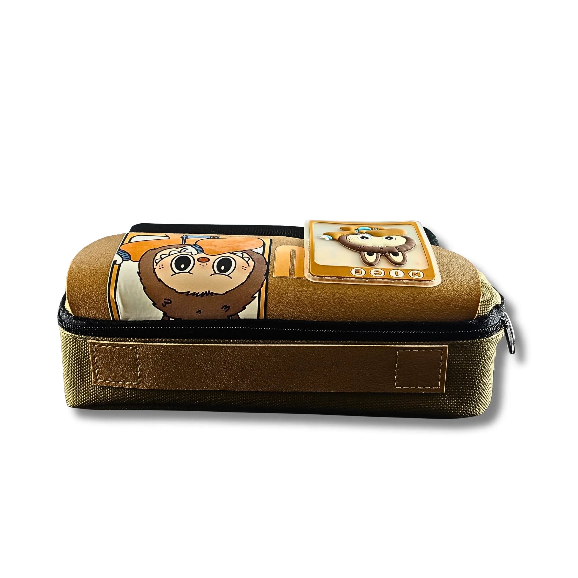 Nice Labhu cartoon zipper pencil pouch for kids in green blue and brown colors