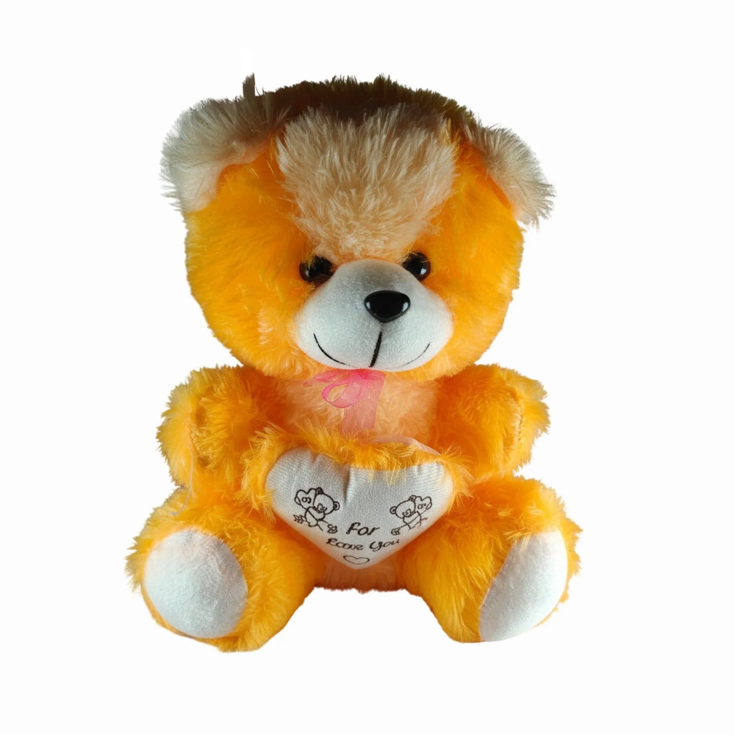 Orange Teddy Bear with Heart Cushion | Soft Plush Stuffed Teddy Bear for Kids, Girlfriend & Gift Giving