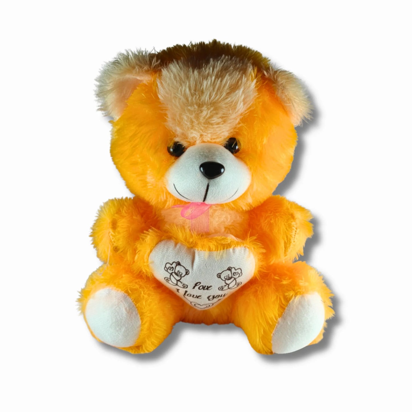 Orange Teddy Bear with Heart Cushion | Soft Plush Stuffed Teddy Bear for Kids, Girlfriend & Gift Giving