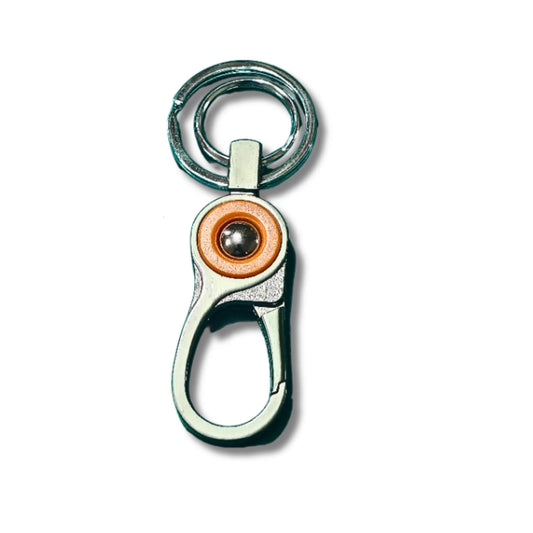 OrbitLock Metal Hook Clip Keychain with Orange Accent