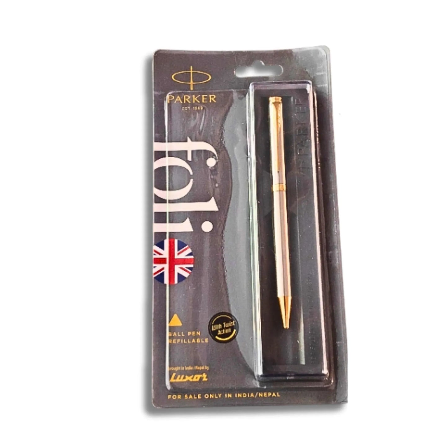 PARKER Folio Stainless Steel Gold Trim Ball Pen