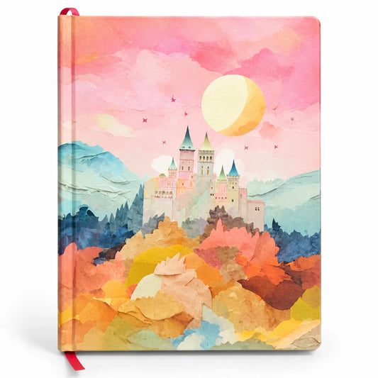 Pastel Fantasy Castle Hardcover Notebook – 192 Pages | Dreamy Watercolor Journal with Ribbon Bookmark