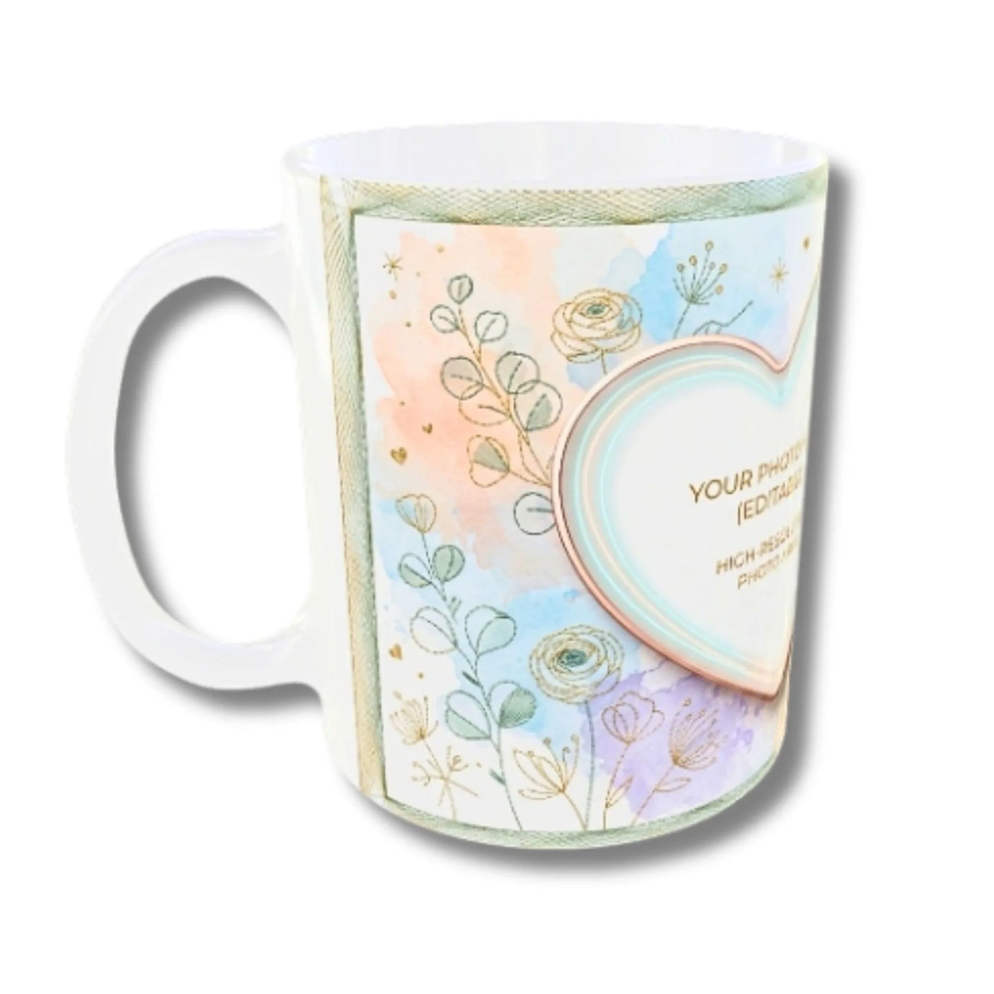 Personalized Forever Connected Floral Heart Photo Mug