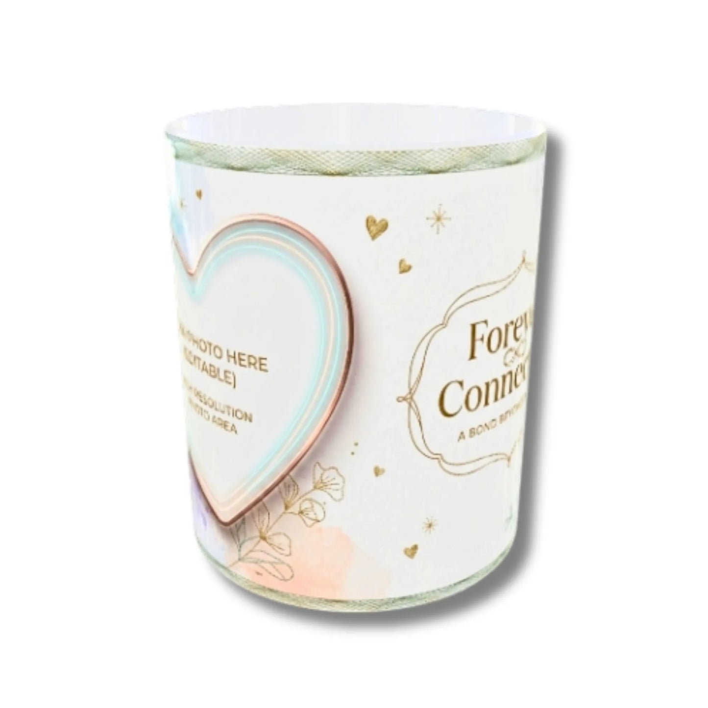 Personalized Forever Connected Floral Heart Photo Mug
