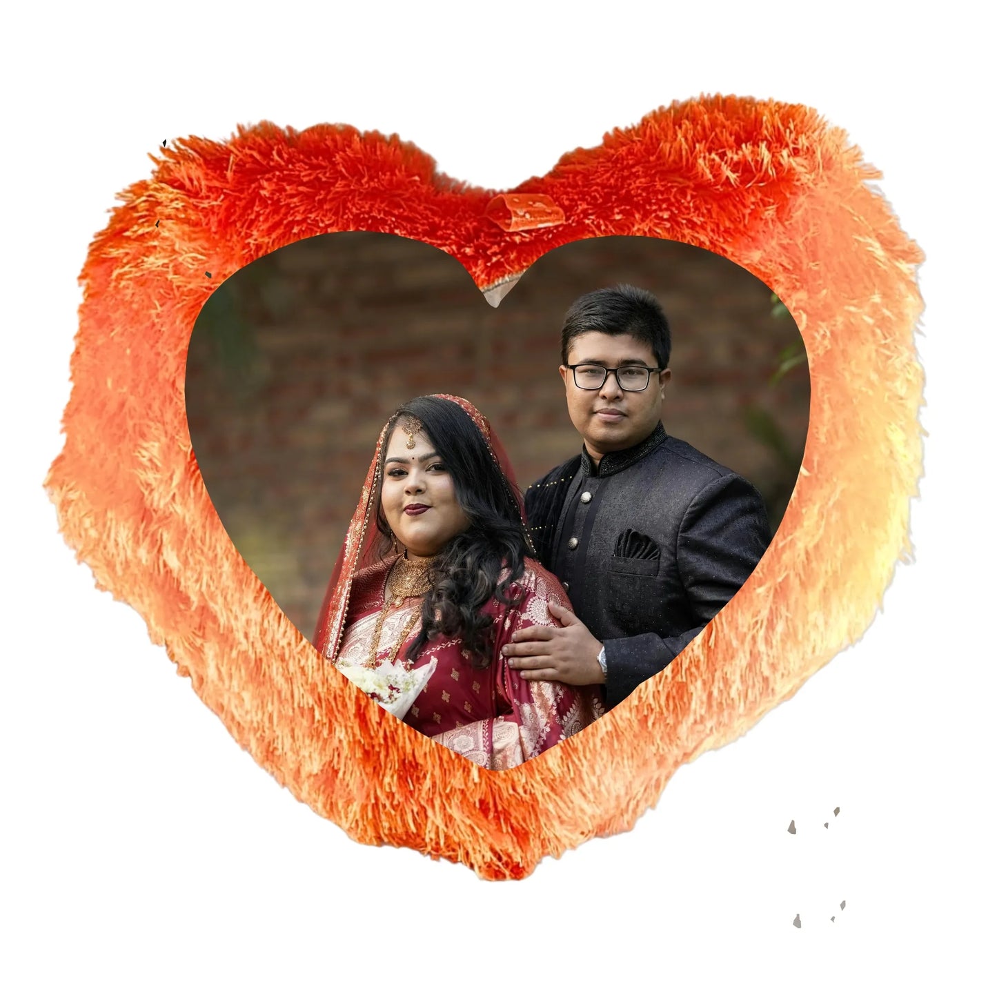 Personalized Heart Shape Fur Cushion with Photo - Custom Anniversary & Birthday Gift for Couples