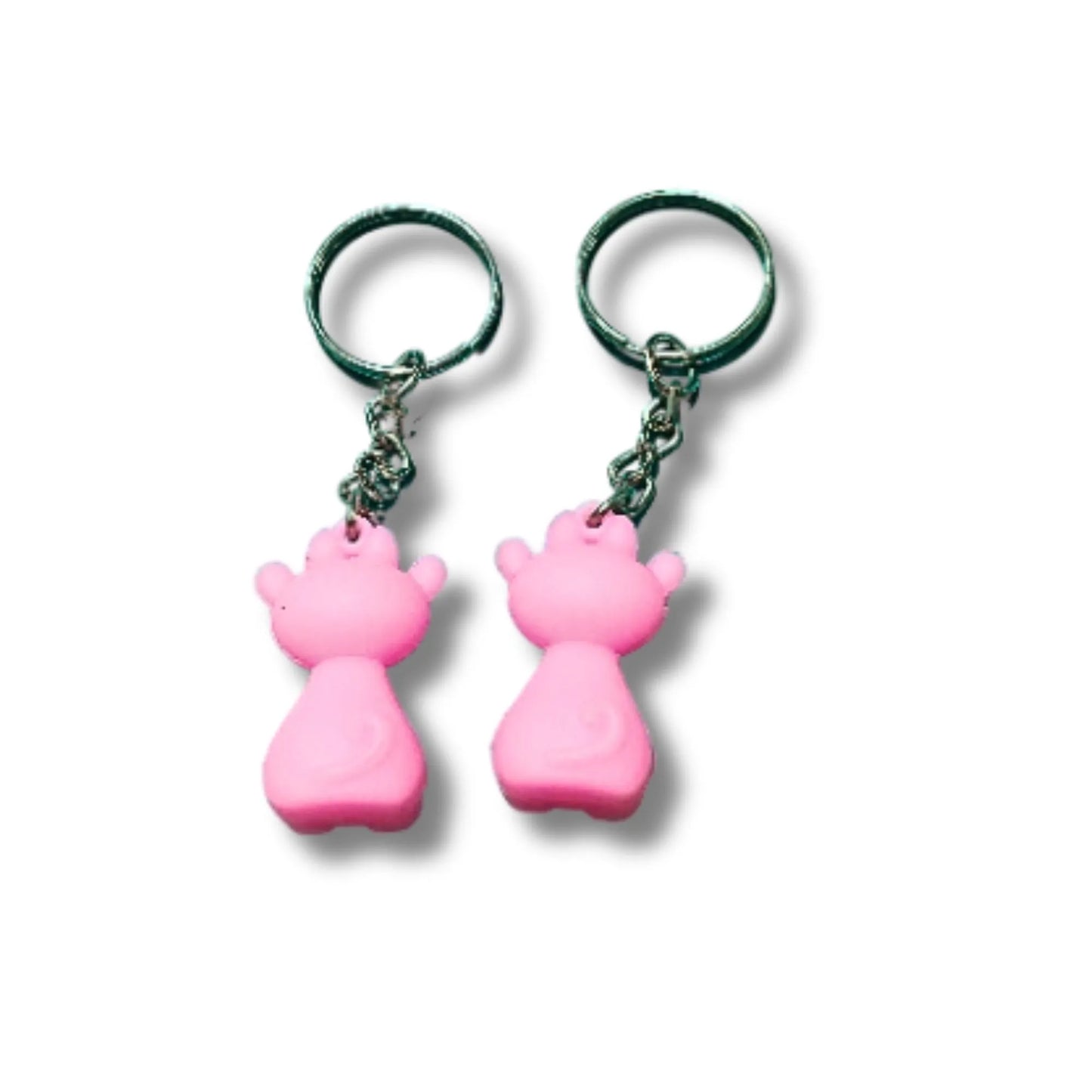 Pink Cartoon Character Keychain Set of 2 – Cute Pink Keyrings for Bags, Backpacks & Keys