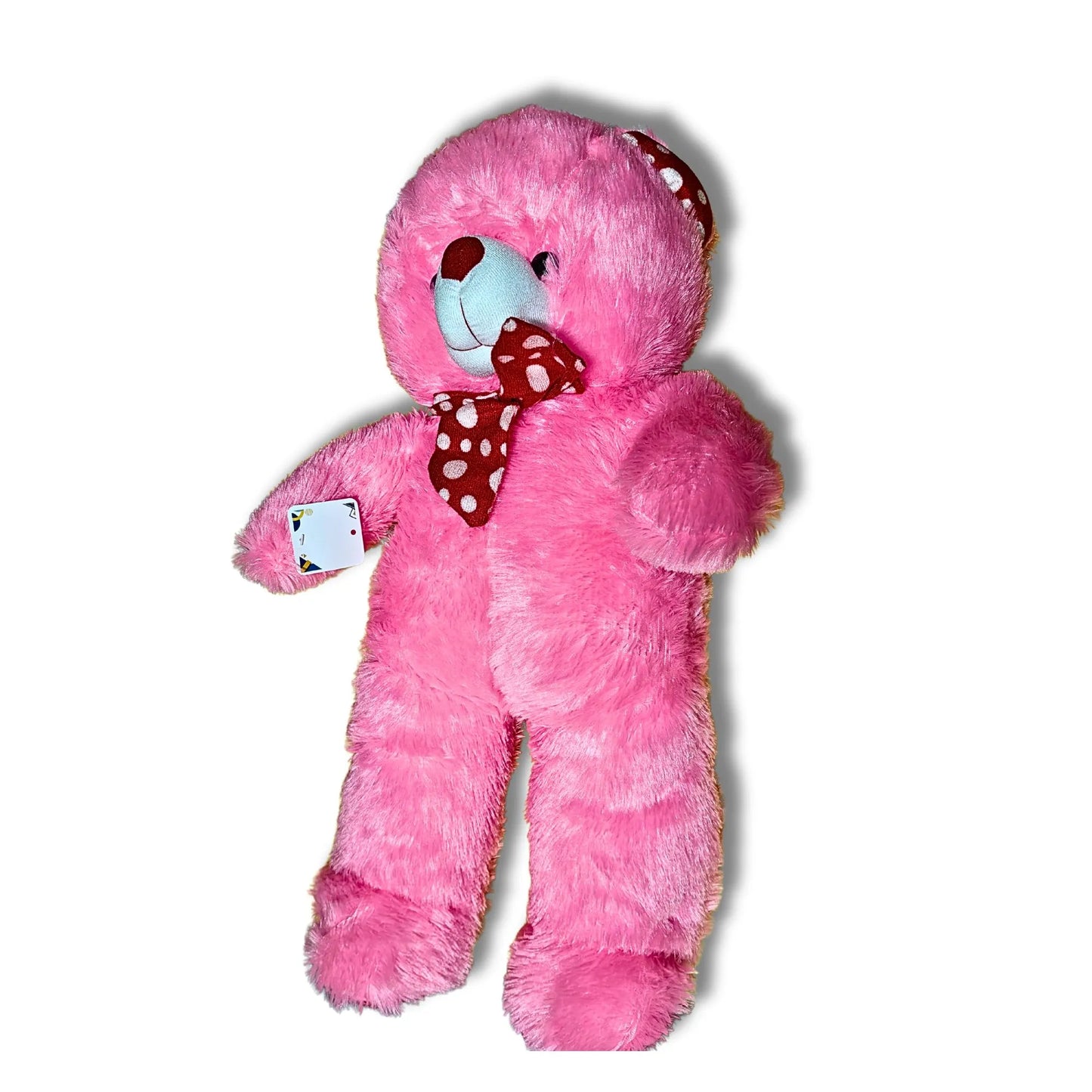 Pink Snuggle Charm Teddy Bear | Soft Plush Standing Teddy Bear with Polka Dot Bow | Cute Gift for Girls, Kids & Loved Ones