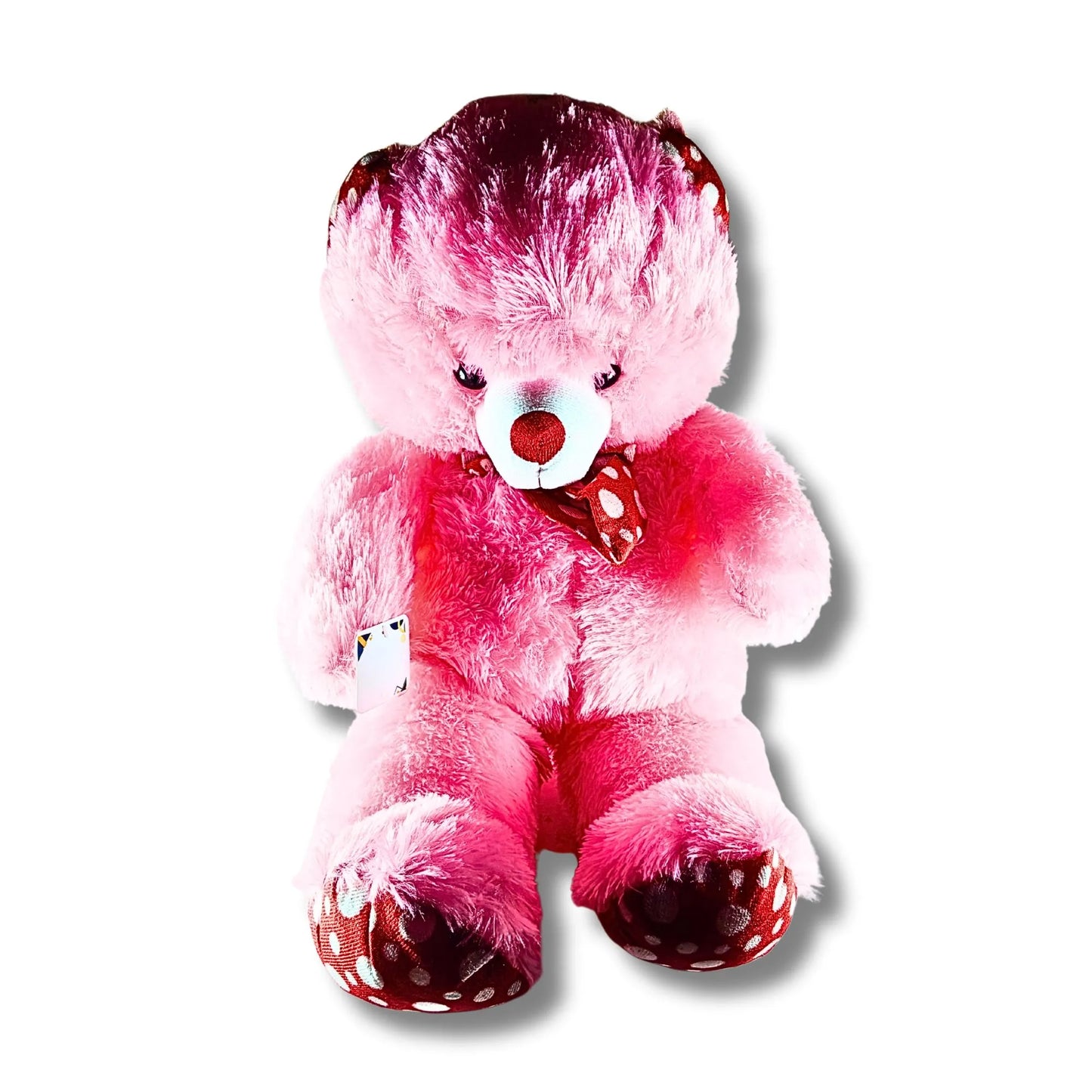 Pink Snuggle Charm Teddy Bear | Soft Plush Standing Teddy Bear with Polka Dot Bow | Cute Gift for Girls, Kids & Loved Ones