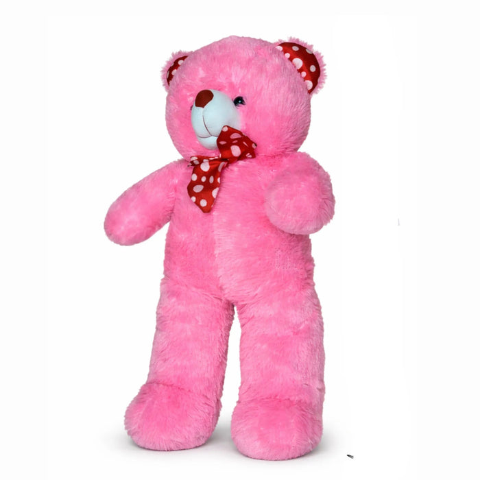 Pink Snuggle Charm Teddy Bear | Soft Plush Standing Teddy Bear with Polka Dot Bow | Cute Gift for Girls, Kids & Loved Ones