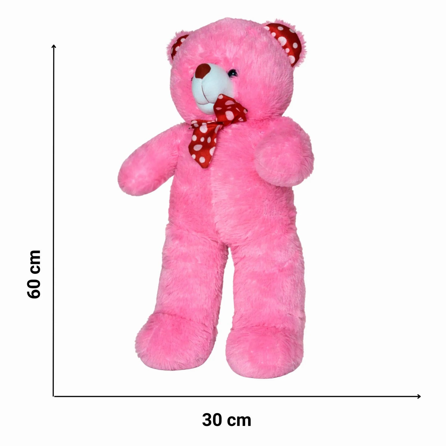 Pink Snuggle Charm Teddy Bear | Soft Plush Standing Teddy Bear with Polka Dot Bow | Cute Gift for Girls, Kids & Loved Ones